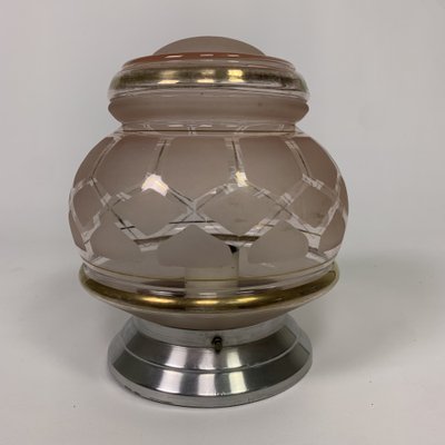 Art Deco Ceiling Lamp with Glass Shade, 1930s-TL-1820573