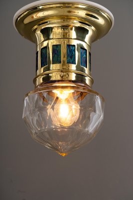 Art Deco Ceiling Lamp with Loetz Glasses and Cut Glass, Vienna, 1920s-SPD-1785229