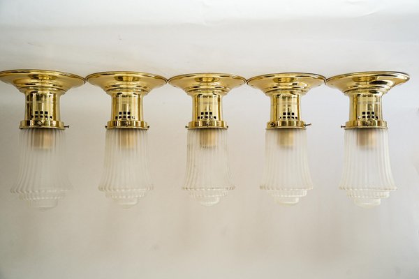 Art Deco Ceiling Lamp with Original Antique Glass Shades, Vienna, 1920s-SPD-1705244