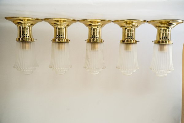 Art Deco Ceiling Lamp with Original Antique Glass Shades, Vienna, 1920s-SPD-1705244