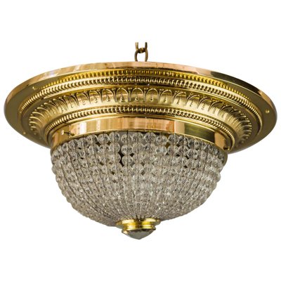 Art Deco Ceiling Lamp with Small Cut Glass Balls, 1920s-SPD-1100870