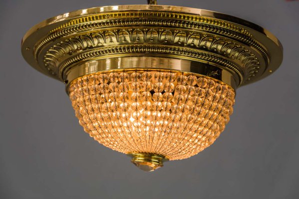 Art Deco Ceiling Lamp with Small Cut Glass Balls, 1920s-SPD-1100870