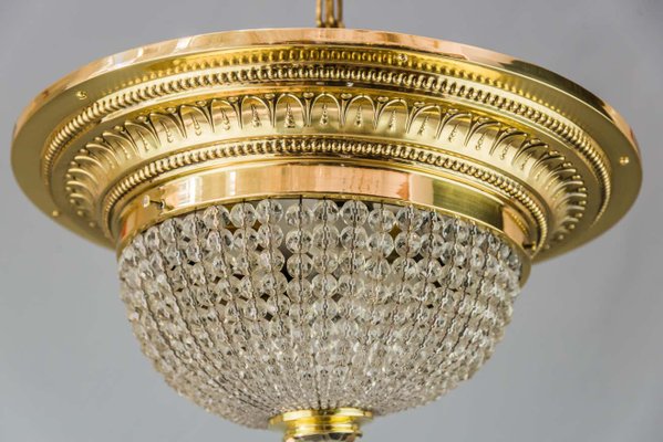 Art Deco Ceiling Lamp with Small Cut Glass Balls, 1920s-SPD-1100870