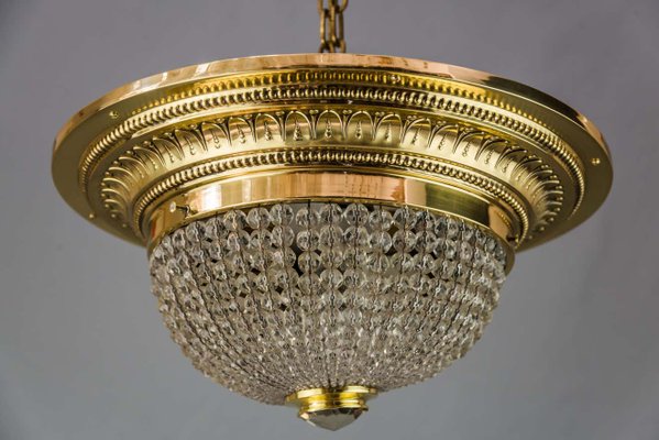 Art Deco Ceiling Lamp with Small Cut Glass Balls, 1920s-SPD-1100870