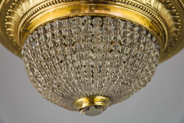 Art Deco Ceiling Lamp with Small Cut Glass Balls, 1920s-SPD-1100870