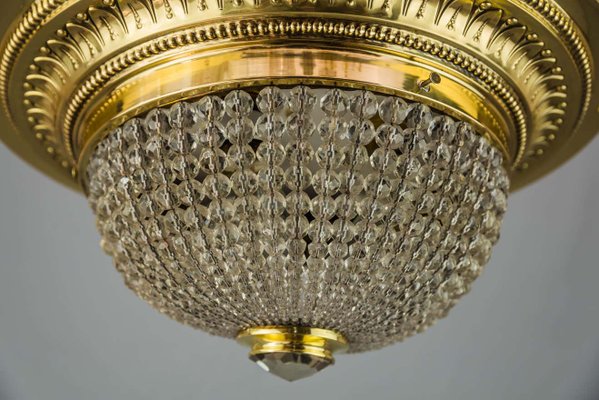 Art Deco Ceiling Lamp with Small Cut Glass Balls, 1920s-SPD-1100870