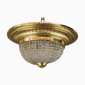 Art Deco Ceiling Lamp with Small Cut Glass Balls, 1920s-SPD-1100870