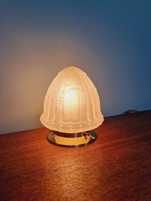 Art Deco Ceiling Light in Brass and Satin Glass, 1920s-FAX-2027605