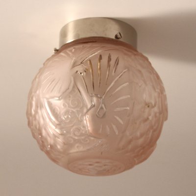 Art Deco Ceiling Light with Peacock Motif from Muller Frères, 1920s-SY-1785498