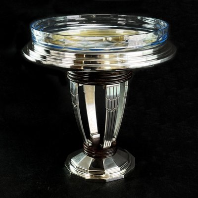 Art Deco Centrepiece Bowl in Silver Plated attributed to Durousseau & Raynaud, 1930s-JUZ-1723473