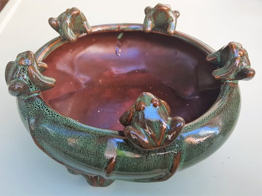 Art Deco Ceramic Bowl with Frogs, 1920s-QDP-1414970