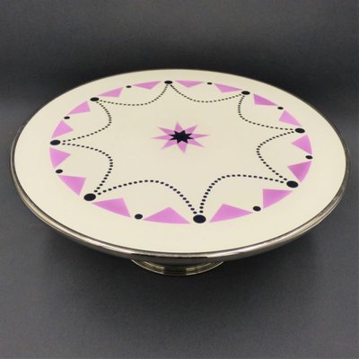 Art Deco Ceramic Cake Plate on Stand, 1920s-WK-1408671