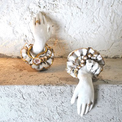 Art Deco Ceramic Hand Sculptures, 1930s, Set of 2-JQO-596117