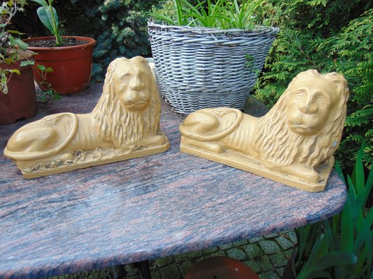 Art Deco Ceramic Lion Figure-CAQ-1286991