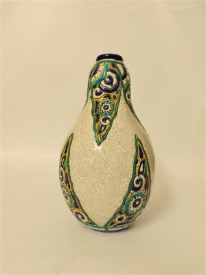 Art Deco Ceramic Vase Decò with Polychrome Geometric Decoration by Charles Catteau for Boch Frères, Belgium-QZG-1361069