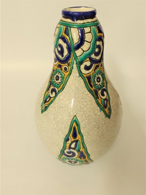 Art Deco Ceramic Vase Decò with Polychrome Geometric Decoration by Charles Catteau for Boch Frères, Belgium-QZG-1361069