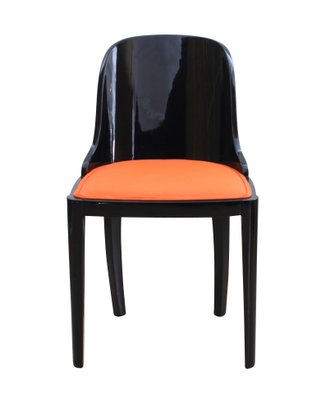 Art Deco Chair in Ebonized Wood, Orange Fabric, France, 1930-NNB-723121