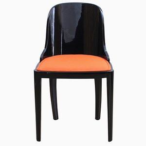 Art Deco Chair in Ebonized Wood, Orange Fabric, France, 1930-NNB-723121