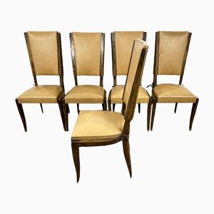 Art Deco Chairs in Beech Painted in Macassar, Set of 8-VMP-1231626