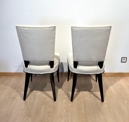 Art Deco Chairs in Black Lacquer in Cream Velour, France, 1930s, Set of 8-NNB-1729744