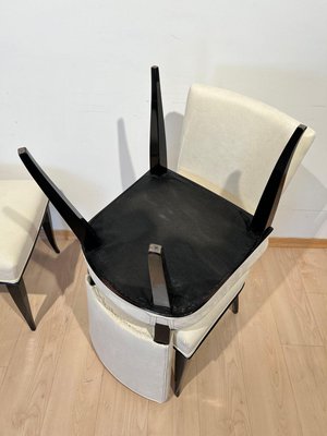 Art Deco Chairs in Black Lacquer in Cream Velour, France, 1930s, Set of 8-NNB-1729744