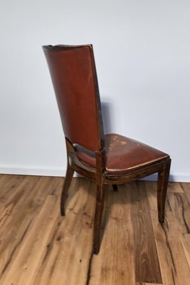 Art Deco Chairs in Red Leather, France, 1930s, Set of 6-VMP-1061497