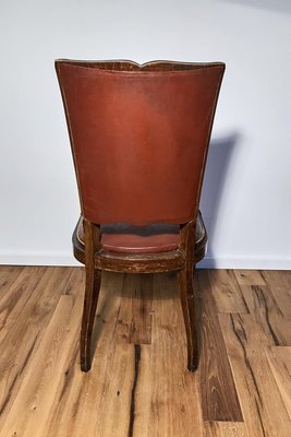 Art Deco Chairs in Red Leather, France, 1930s, Set of 6-VMP-1061497