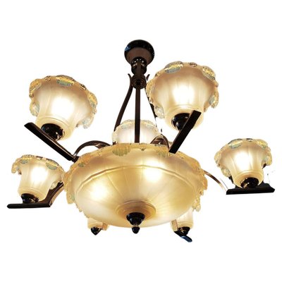 Art Deco Chandelier from Ezan & Petitot, France, 1930s-POM-1178110