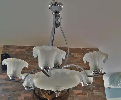 Art Deco Chandelier from Ezan & Petitot, France, 1930s-POM-1178110