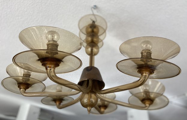 Art Deco Chandelier in Blown Glass, 1950s-GOA-1401213