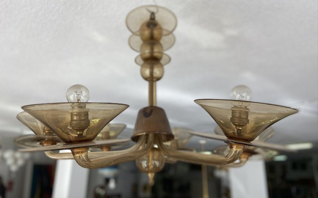 Art Deco Chandelier in Blown Glass, 1950s-GOA-1401213