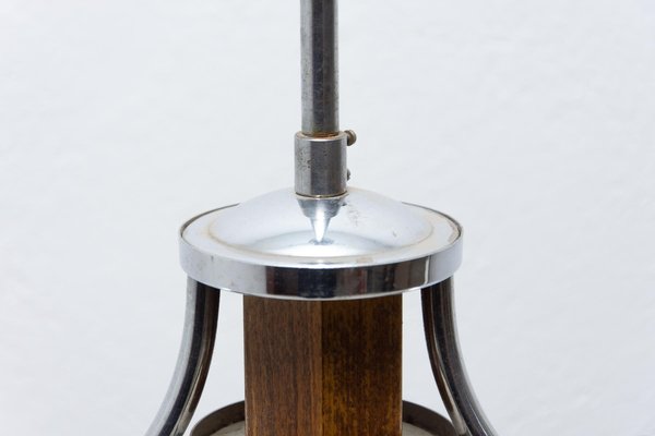 Art Deco Chandelier in Chrome and Wood, 1930s-HXT-1252162