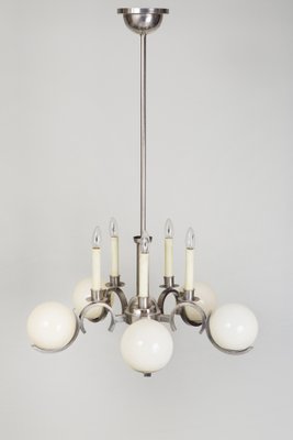 Art Deco Chandelier in Nickel-Plated Brass, 1920s-WHY-1780362