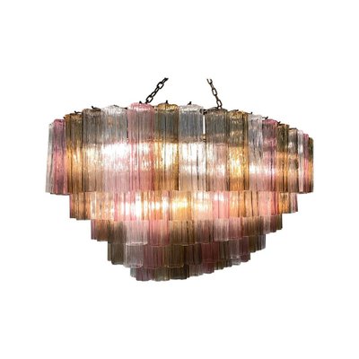 Art Deco Chandelier in Pink and Amber Murano Glass, 2000s-FF-1386148