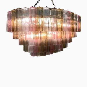 Art Deco Chandelier in Pink and Amber Murano Glass, 2000s-FF-1386148