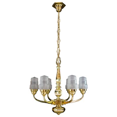 Art Deco Chandelier with Original Glass Shades, Vienna, 1920s-SPD-1005464