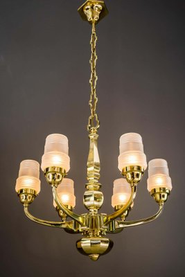 Art Deco Chandelier with Original Glass Shades, Vienna, 1920s-SPD-1005464