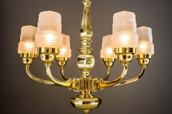 Art Deco Chandelier with Original Glass Shades, Vienna, 1920s-SPD-1005464