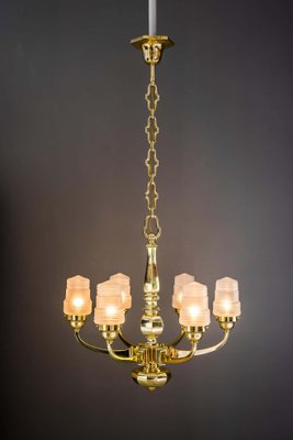 Art Deco Chandelier with Original Glass Shades, Vienna, 1920s-SPD-1005464