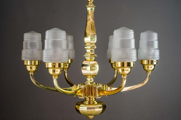 Art Deco Chandelier with Original Glass Shades, Vienna, 1920s-SPD-1005464