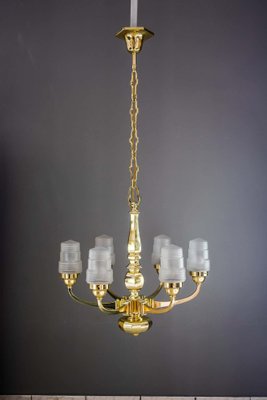 Art Deco Chandelier with Original Glass Shades, Vienna, 1920s-SPD-1005464