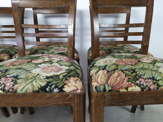 Art Deco Cherry Oak Table and Chairs, 1940s, Set of 7-EAD-1451606