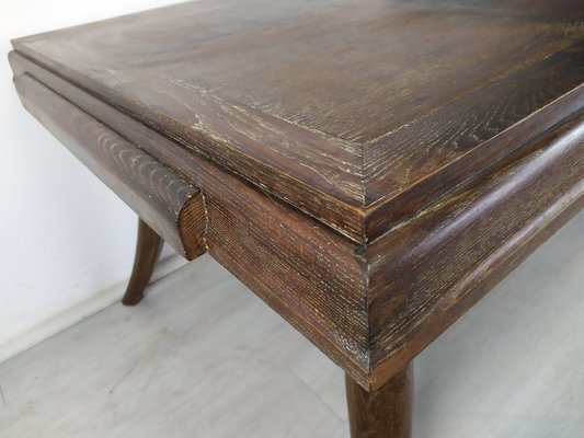 Art Deco Cherry Oak Table and Chairs, 1940s, Set of 7-EAD-1451606