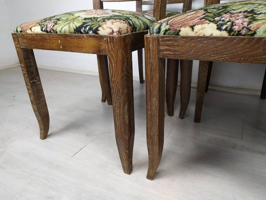 Art Deco Cherry Oak Table and Chairs, 1940s, Set of 7-EAD-1451606