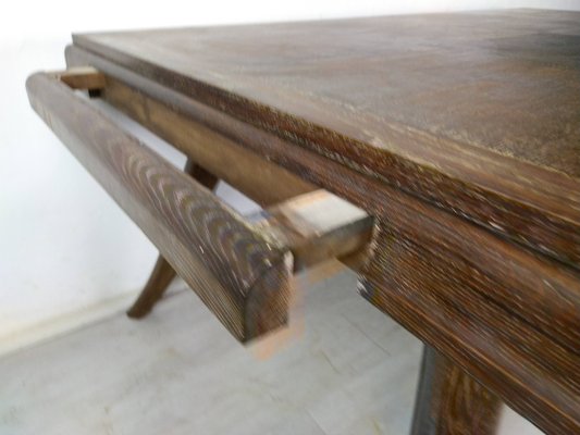 Art Deco Cherry Oak Table and Chairs, 1940s, Set of 7-EAD-1451606