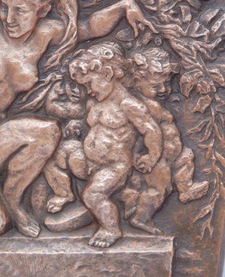 Art Deco Cherub or Nymph Wall Plaque in Embossed Copper, 1930s-ARU-1073203