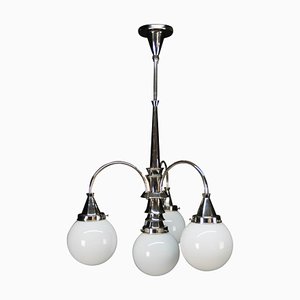 Art Deco Chrome 4-Light Chandelier, 1930s-TZ-920256