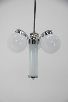 Art Deco Chrome and Glass Chandelier, 1930s-TZ-1386451