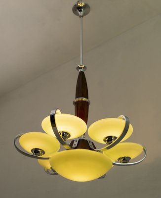 Art Deco Chrome and Glass Incamiciato Chandelier, Italy, 1930s-FER-802119