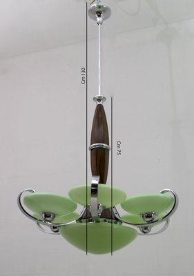 Art Deco Chrome and Glass Incamiciato Chandelier, Italy, 1930s-FER-802119